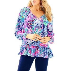 Like New Lilly Pulitzer Tensley Top in Fantasy Garden
